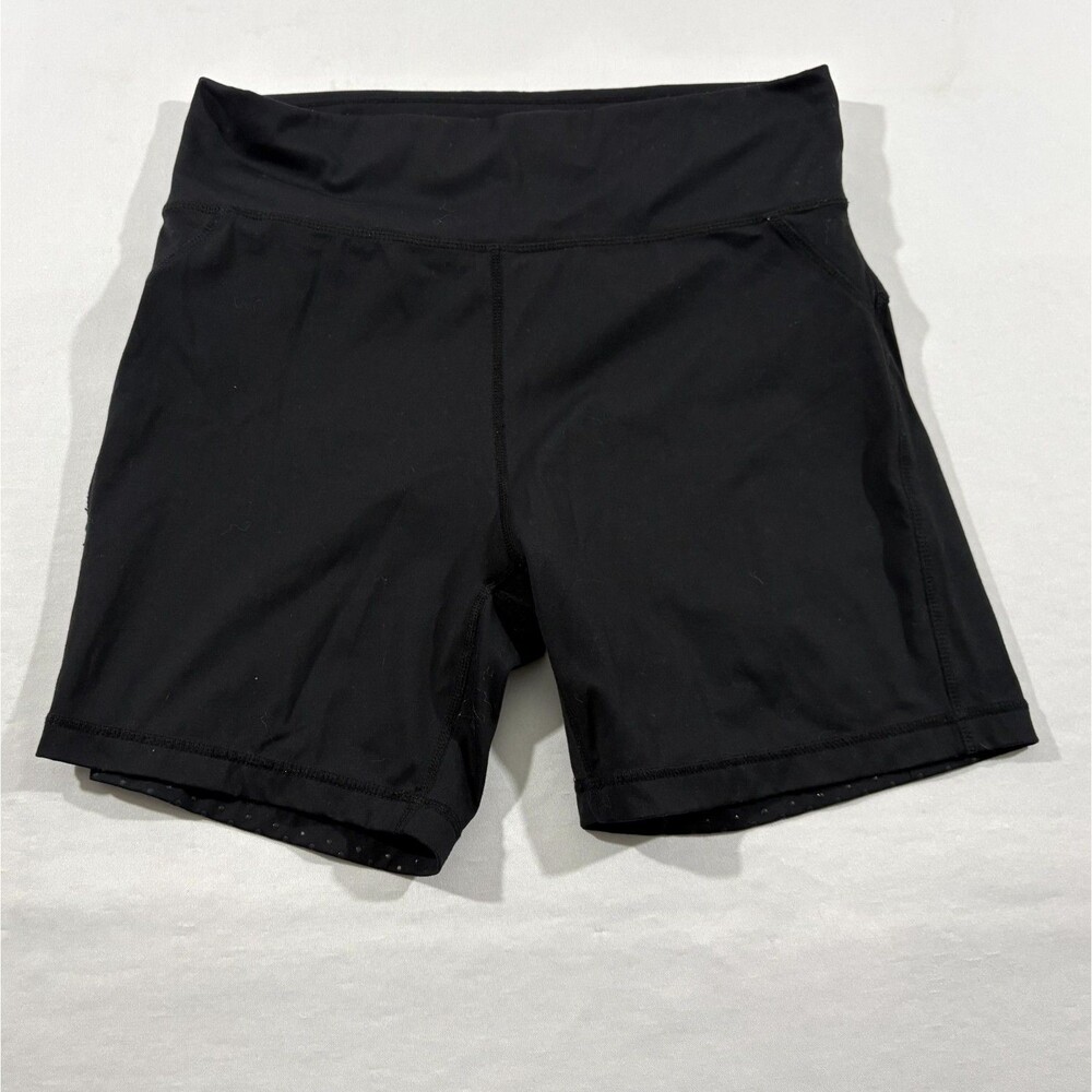 Barbell Apparel Womens Compression Black Bike Shorts Hi Rise Yoga Gym Pocket M